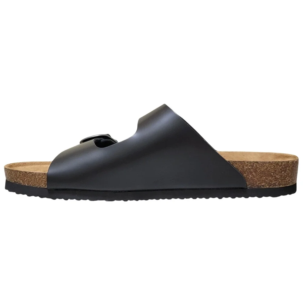 Eastland Men Cambridge Slip On Footbed Sandals Size US 10M Black Leather